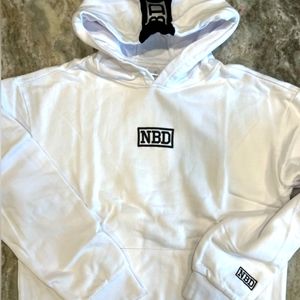 NBD (no big deal) white hoodie‼️
